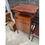 A LATE VICTORIAN INLAID MAHOGANY MUSIC CHEST WITH FIVE DROP FRONT DRAWERS