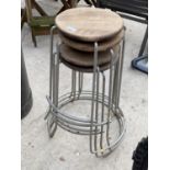 FOUR RETRO STACKING BAR STOOLS