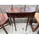 A MODERN MAHOGANY AND INLAID CONSOLE TABLE, 29" WIDE