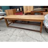 AN OAK REFECTORY TABLE, 96" x 29"