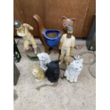 A COLLECTION OF GARDEN ORNAMENTS TO INCLUDE CATS
