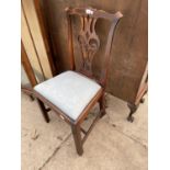 A MAHOGANY CHIPPENDALE STYLE DINING CHAIR