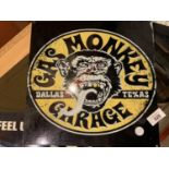 A TIN METAL GARAGE/ MAN CAVE SIGN ' GAS MONKEY GARAGE'