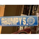 A TIN METAL GARAGE/MAN CAVE SIGN 'GRUMPYS'