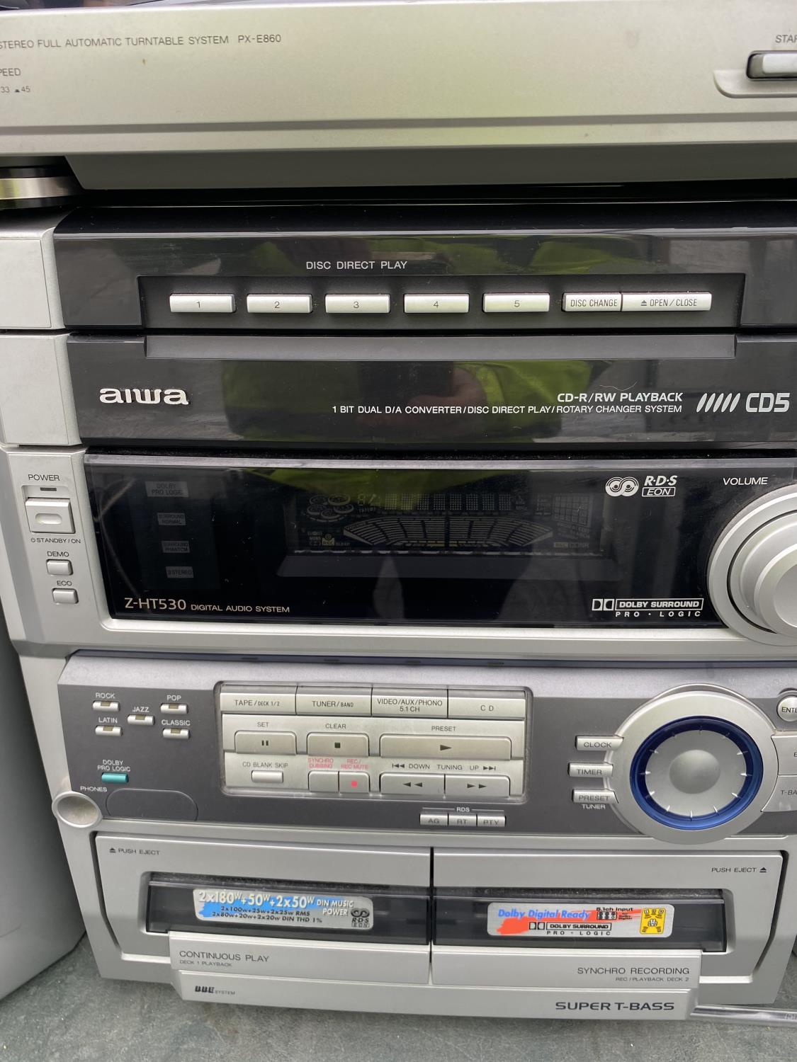 AN AIWA STEREO SYSTEM WITH TWO SPEAKERS IN W/O BUT NO WARRENTY - Image 4 of 5