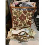 TWO SEWING BAGS TO INCLUDE KANGAROO PIN CUSHION, KNITTING NEEDLES, PATTERNS ETC