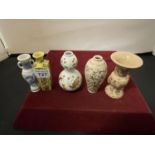 FIVE MINIATURE ORIENTAL VASES H: APPROXIMATELY 8CM