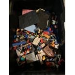 A BLACK CONTAINER OF MIXED LEGO