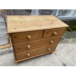 A MODERN PINE CHEST OF TWO SHORT AND TWO LONG DRAWERS, 36" WIDE