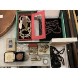 AN ASSORTMENT OF VARIOUS ITEMS TO INCLUDE PURBROOK COUNTY HIGH SCHOOL MEDAL, VINTAGE COSTUME