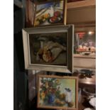 THREE FRAMED STILL LIFE PAINTINGS