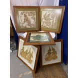 FIVE FRAMED THAI TEMPLE RUBBINGS