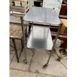 A VINTAGE STAINLESS STEEL SERVING TROLLEY/DENTISTS TROLLEY