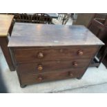 A 19TH CENTURY MAHOGANY THREE DRAWER CHEST