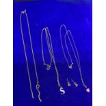 THREE 9 CARAT GOLD NECKLACES (ONE A/F) AND A PAIR OF EARRINGS GROSS WEIGHT APPROXIMATELY 3.9g