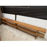 TWO VINTAGE SCHOOL GYM BENCHES