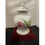 A LARGE SPODE LIDDED JAR APPROXIMATELY 35CM IN HEIGHT