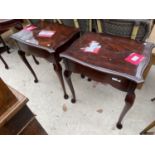 TWO MAHOGANY OCCASIONAL TABLES, EACH WITH SINGLE DRAWER