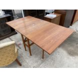 A RETRO TEAK DROP-LEAF DINING TABLE