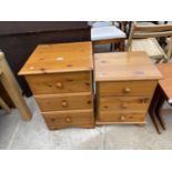 A MODERN PINE THREE DRAWER CHEST AND SIMILAR TWO DRAWER CHEST