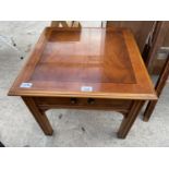 A MODERN YEW WOOD LAMP TABLE