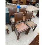 FOUR EARLY 20TH CENTURY OAK DINING CHAIRS