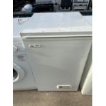 A WHITE LEC SLIMLINE CHEST FREEZER BELIEVED IN WORKING ORDER BUT NO WARRANTY