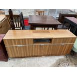 A RETRO TEAK RADIOGRAM SIDEBOARD, 60" WIDE