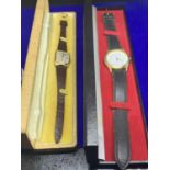 TWO BOXED WATCHES TO INCLUDE A LADIES SEIKO WITH LEATHER STRAP IN WORKING ORDER AND A GENTS PHILIP