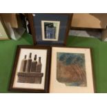 THREE FRAMED AND SIGNED ABSTRACT PRINTS