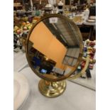 A BRASS 19TH CENTURY STYLE SWING VANITY MIRROR ON PEDESTAL BASE