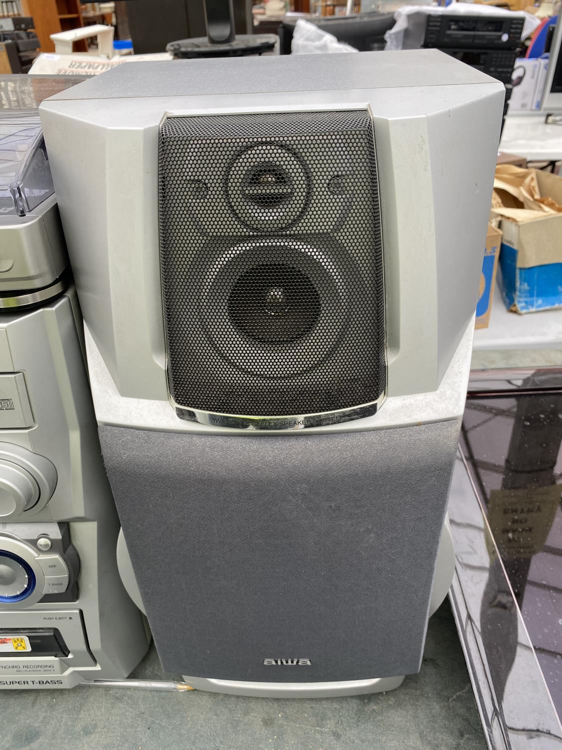 AN AIWA STEREO SYSTEM WITH TWO SPEAKERS IN W/O BUT NO WARRENTY - Image 5 of 5
