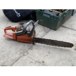 A HUSQVARNA PETROL CHAINSAW BELIEVED IN WORKING ORDER BUT NO WARRANTY