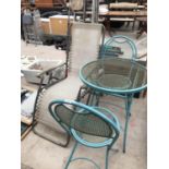 A VINTAGE BISTRO SET TO ALSO INCLUDE A FOLDING DECK CHAIR