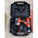 A BLACK AND DECKER BATTERY POWERED DRILL BELIEVED IN WORKING ORDER BUT NO WARRANTY