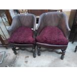 A PAIR OF QUEEN ANNE STYLE TUB CHAIRS