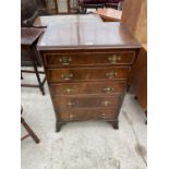 A REPRODUCTION MAHOGANY CHEST O FIVE GRADUATED DRAWERS, 24" WIDE