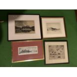 FOUR SIGNED AND FRAMED ENGRAVINGS