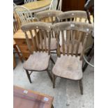FOUR ELM AND BEECH KITCHEN CHAIRS