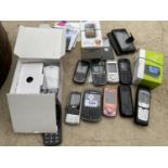 AN ASSORTMENT OF MOBILE PHONES TO INCLUDE A BLACKBERRY AND A NUMBER OF SAMSUNGS ETC