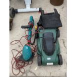 AN ELECTRIC LAWN MOWER AND A BOSCH ELECTRIC GRASS STRIMMER