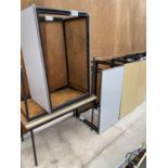 TEN VINTAGE SCHOOL TABLES WITH METAL LEGS