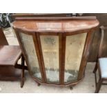 A SHINY WALNUT CABINET ON CABRIOLE LEGS, 42" WIDE