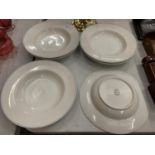 SIX HEALS MONO PORCELAIN PASTA BOWLS WITH BLUE EDGED DETAIL