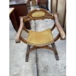 A 19TH CENTURY STYLE 'X' FRAME CHAIR