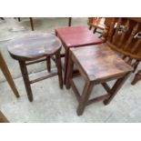 THREE VARIOUS STOOLS