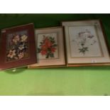 A TRIO OF FRAMED FLOWER PRINTS