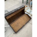 A VINTAGE WOODEN JOINERS CHEST