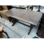 AN OAK REFECTORY STYLE TABLE, 57x27"