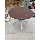 A MODERN CIRCULAR TOP DINING TABLE, 35" DIAMETER, ON BENTWOOD STYLE BASE